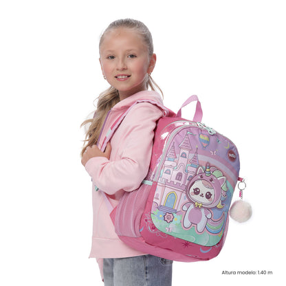 Mochila rosa média Magic Spark para meninas