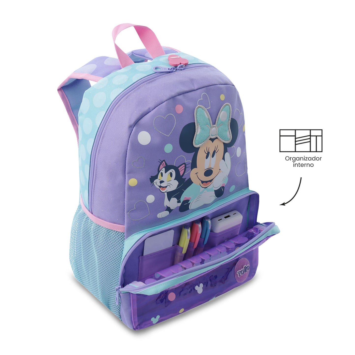 Mochila Minnie Mouse Roxa Média para Meninas