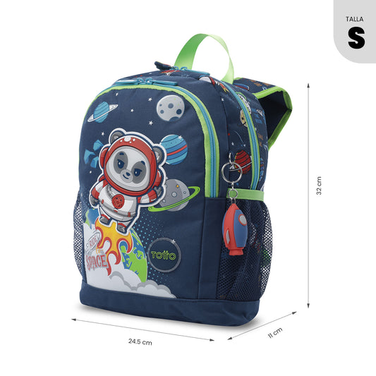 Morral + Libro Para Colorear Panda Space para Niño Pequeño Azul