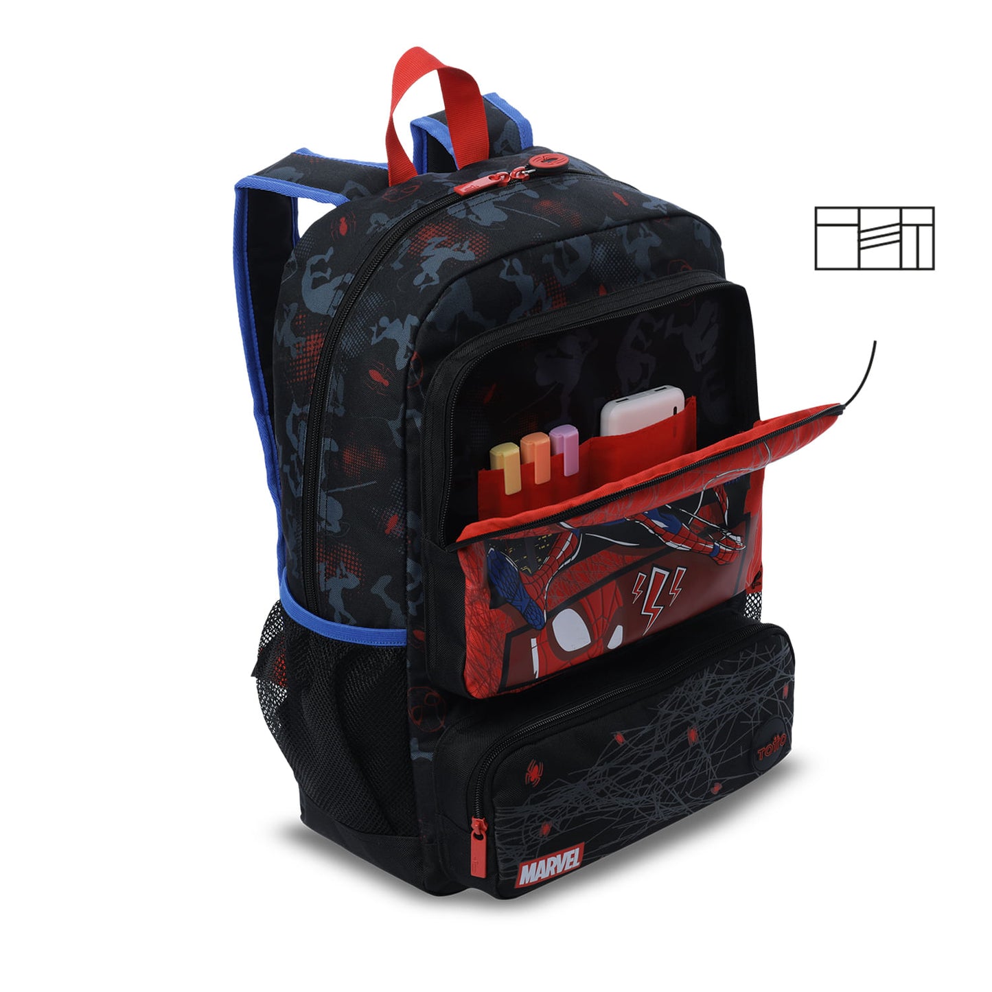 Morral para Niño Spiderman Hero Grande Negro