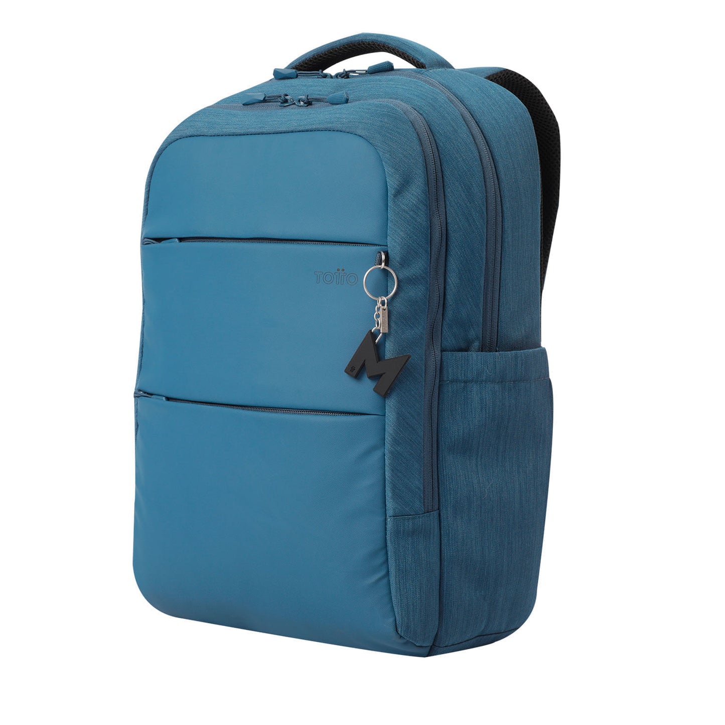 Chaveiro de borracha preto com letras do alfabeto