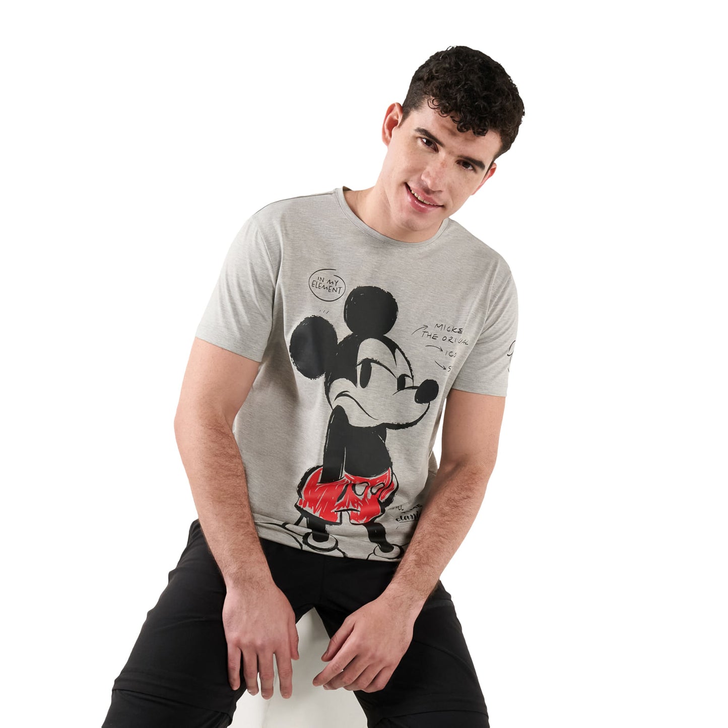 Camiseta Mickey Iconic Adulto Gris