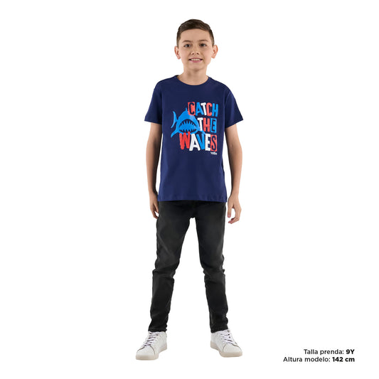 Camiseta azul Lotto 3 para meninos